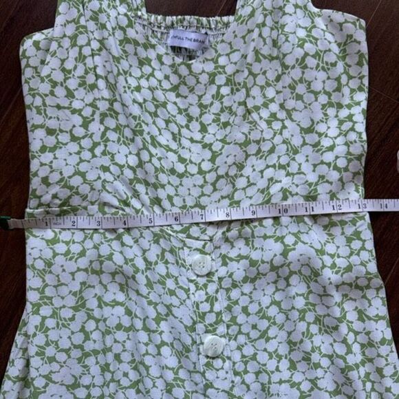 FAITHEULL THE BRAND S Lou Lou Mini Dress Green Floral Flirty Button Up Smocked - Picture 4 of 12